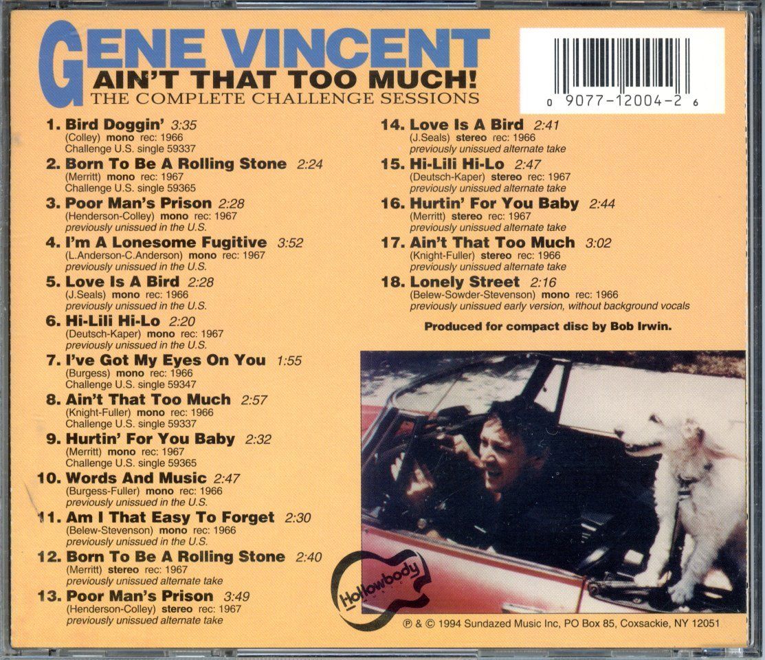 CD: CD - GENE VINCENT Ain't That Too Much The Complete Challenge – Nuovo (secondo la descrizione) da Morges venduto da evnocha3 2