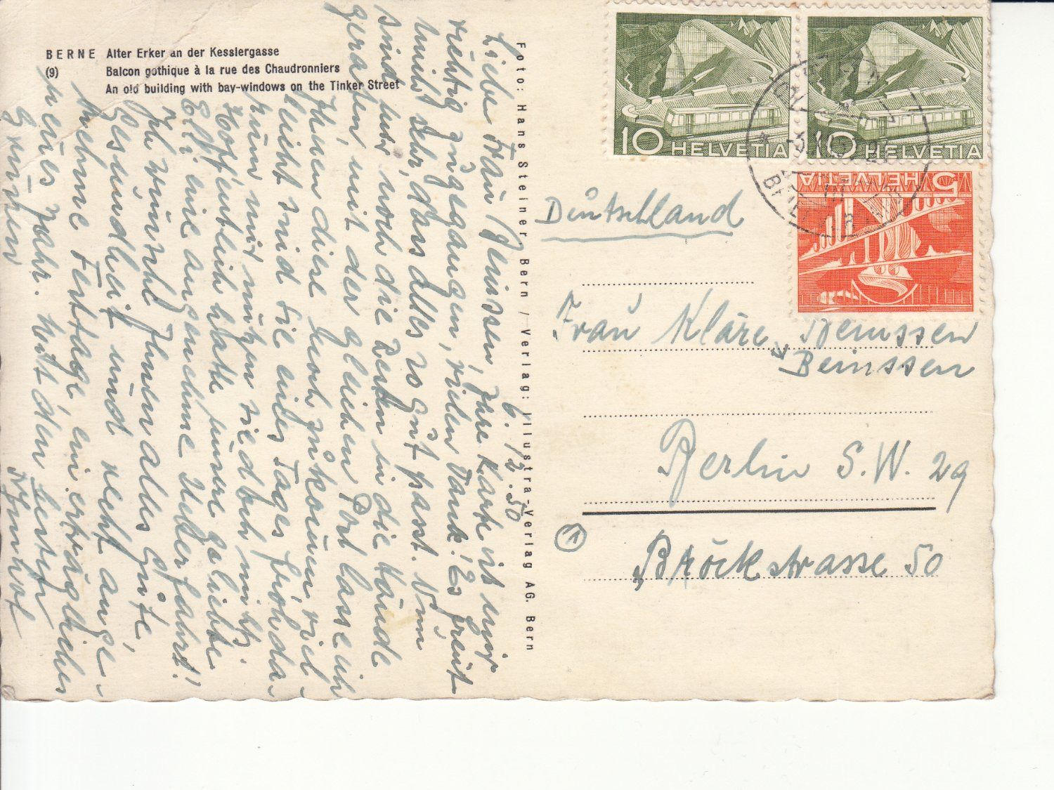 Cartoline postali: Bern Münster 1957 – Usato da Bürglen TG venduto da StampGraf 1