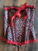 Corsage Vollbrust schwarz/rot cherry Kirschen *NEU* M oder L
