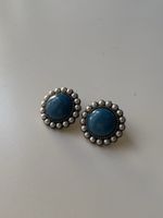 Vintage Turquoise und Perlen Blumen Ohrringe