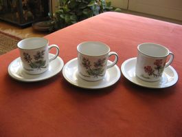 3 Tassen Winterling Röslau Bavaria, Ehrenpreis und Primula