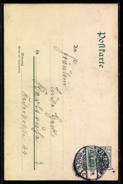 Cartoline postali: Handgemalt sign. E. Langenbach: Karlsruh – Usato da Berlin venduto da bartko-reher 1