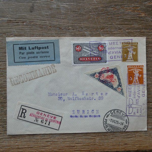 Alle Briefmarken: 1925 / toller R-Flugpost - Beleg GENÈVE – Gebraucht aus Egliswil von Trens01