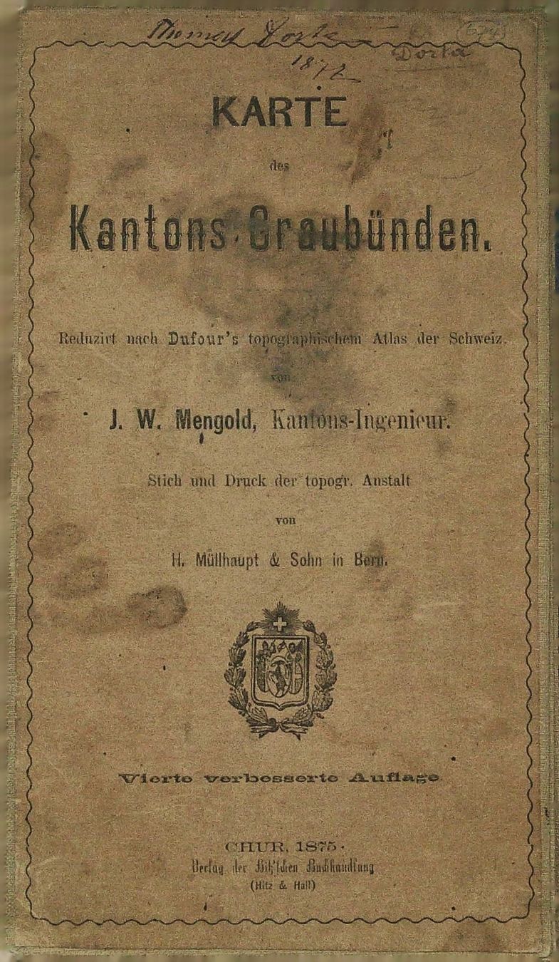 Cartes géographiques & atlas: Graubünden Karte von Mengold 1875 – D'occasion à Rafz par booksell 2