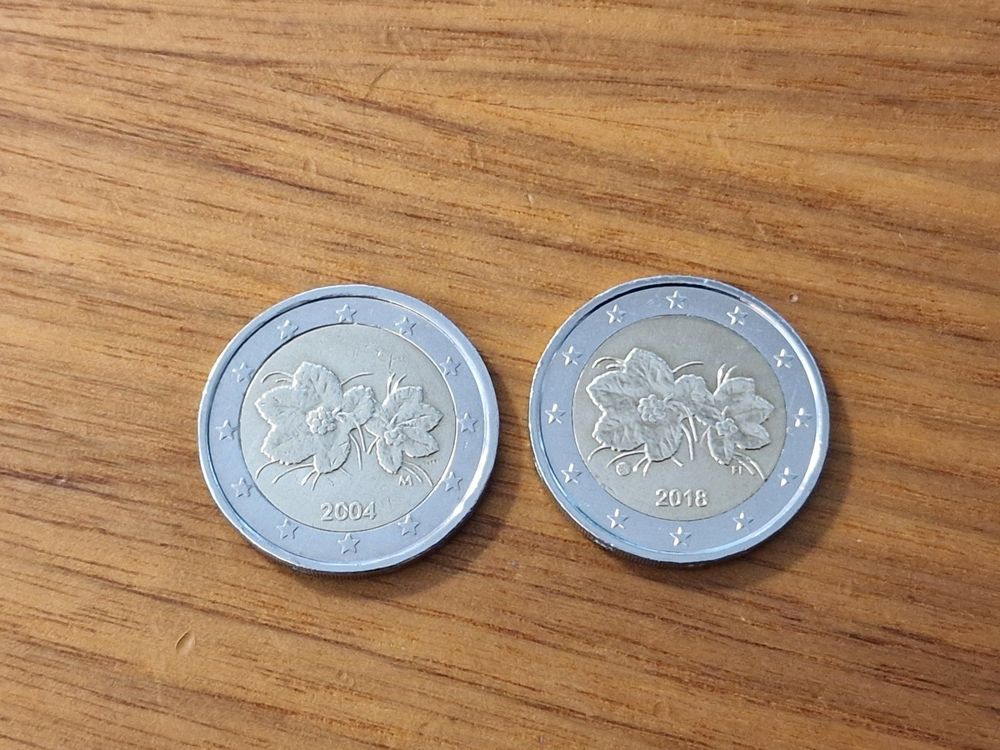 2 Euro Münzen Finnland 2004 & 2018 Rauhhaardost (A16) (Gebraucht) in ...