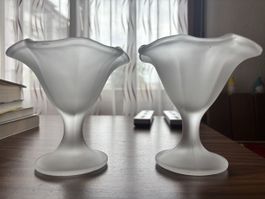2 Eisgläser mattiert Glas Dessertschalen Set 2 Stuck