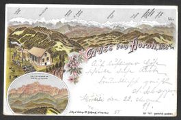 Fischenthal Gruss vom Hörnli farbige Lithografie