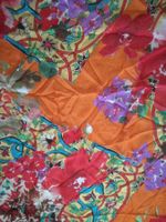 Seide Crêpe de Chine orange rot geblümt
