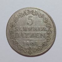 5 Batzen 1808 (5 ohne Punkt) Thurgau HMZ 2-933b