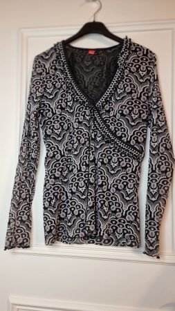 S.Oliver Damen Gr. 38/40 schwarz weiss Muster Wickeloptik