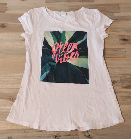Neues H&M Sommershirt Gr. 170 Rosa "Green Vibes"