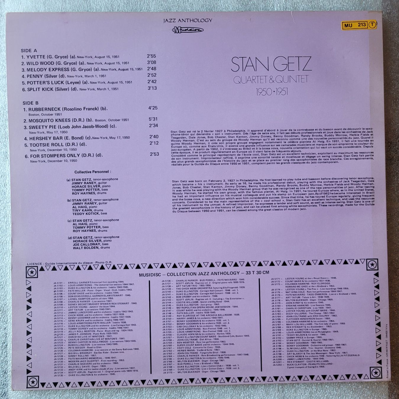 Dischi in vinile: Stan Getz – Quintet & Quartet 1950•1951 – Usato da Zürich venduto da Avd 1
