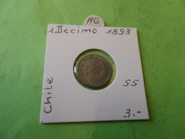Chile 1893, 1 Decimo - Silber