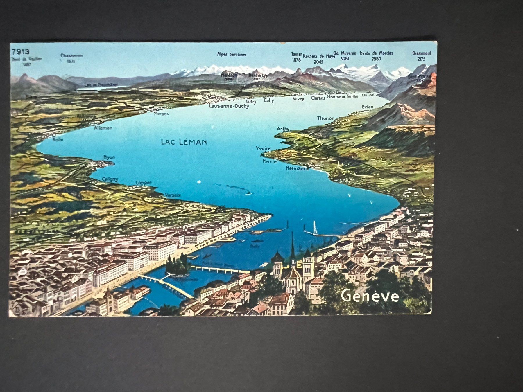 Cartoline postali: Ansichtsk. 1916 Genf Panorama Litho   (V531) – Usato da Hinwil venduto da Sidi4