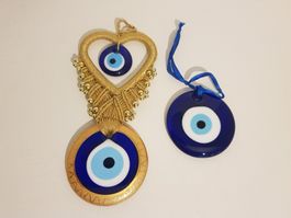 2x Nazar Boncugu Tuerkei Amulett Blau Gold