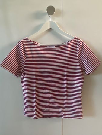 T-shirt col bateau rayé rouge/blanc BANNED RETRO XL (42)
