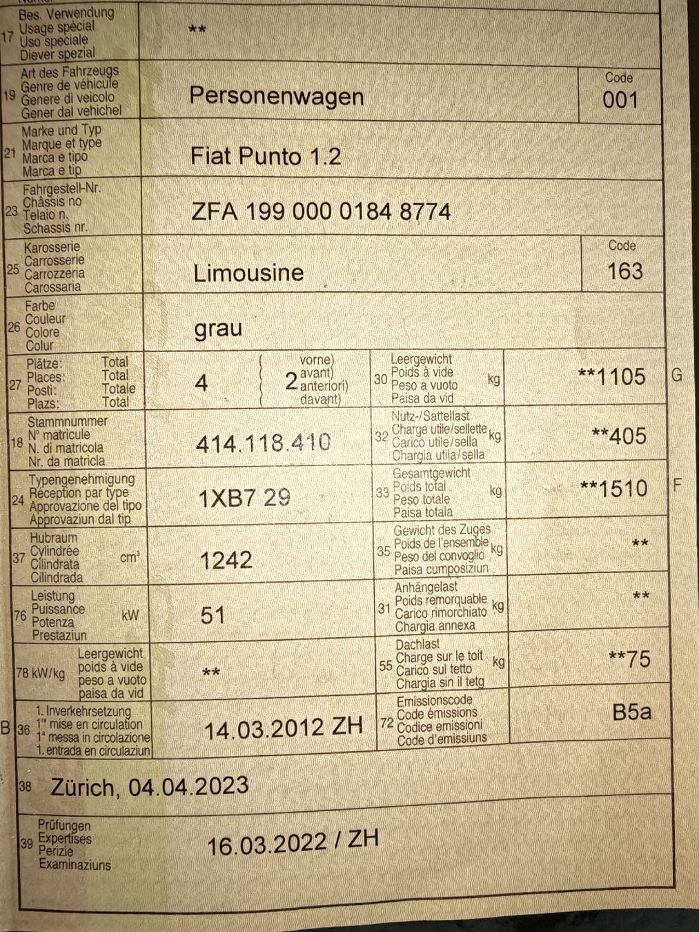 Fiat Autos: Fiat Punto 1.2 8fach bereift – D'occasion à Oetwil an der Limmat par Roonezzzz 9