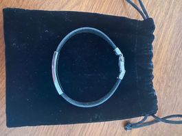 Black bracelet with steel