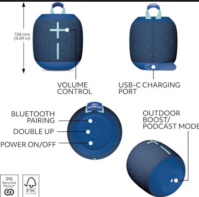 Ultimate Ears Casse acustiche: Ultimate Ears WONDERBOOM 4 Bluetooth Lautsprecher schwarz – Nuovo e nell'imballaggio originale da Luzern venduto da LUBA2012 1