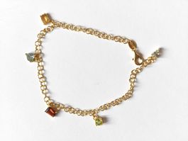 Armband Gold mit bunten Edelsteinen 925 Silber NEU
