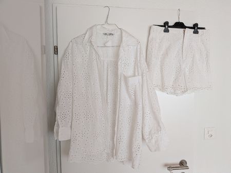 ZARA Bluse und Shorts Weiss Lochspitze (EUR M)