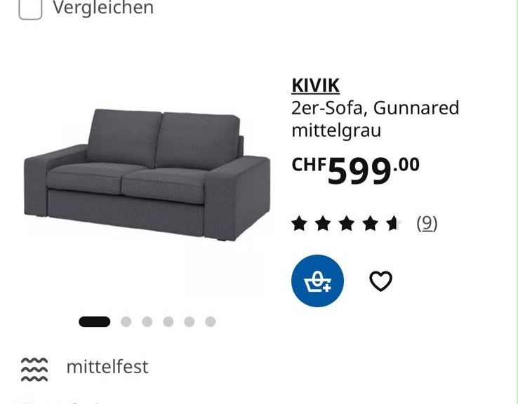 Divani: Sofa dunkelgrau 2-Sitzer, KIVIK – Usato da Winterthur venduto da rosa1991 1