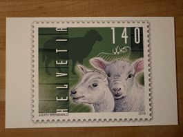 AK mit Tier Briefmarken Motiv von Judith Brennwald