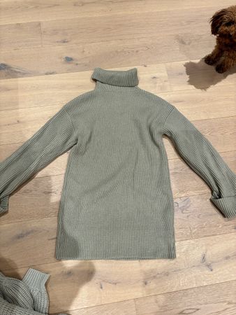 Damen Rollkragenpullover gerippt olivgrün guter Zustand