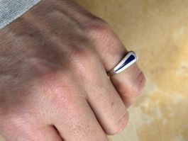 Silberring mit blauem Stein, Gr. 50