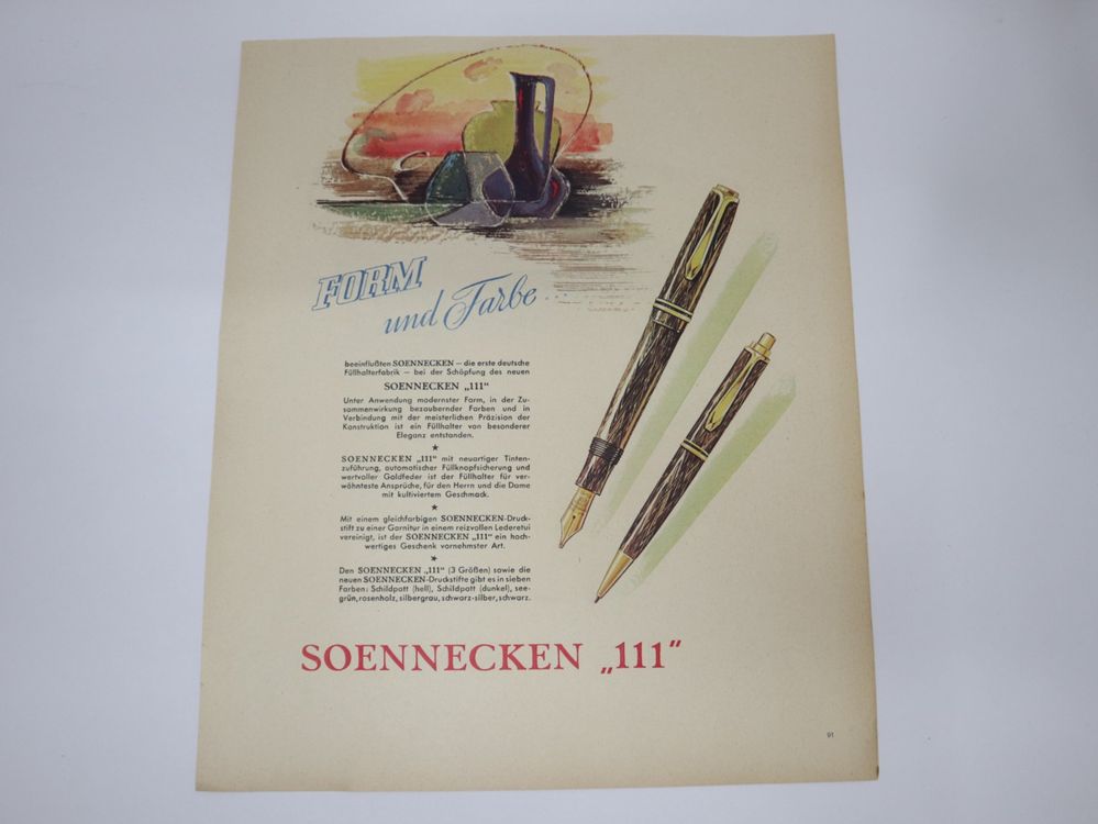 1951 Sonnecken Füllhalter Werbung Füller | Kaufen auf Ricardo