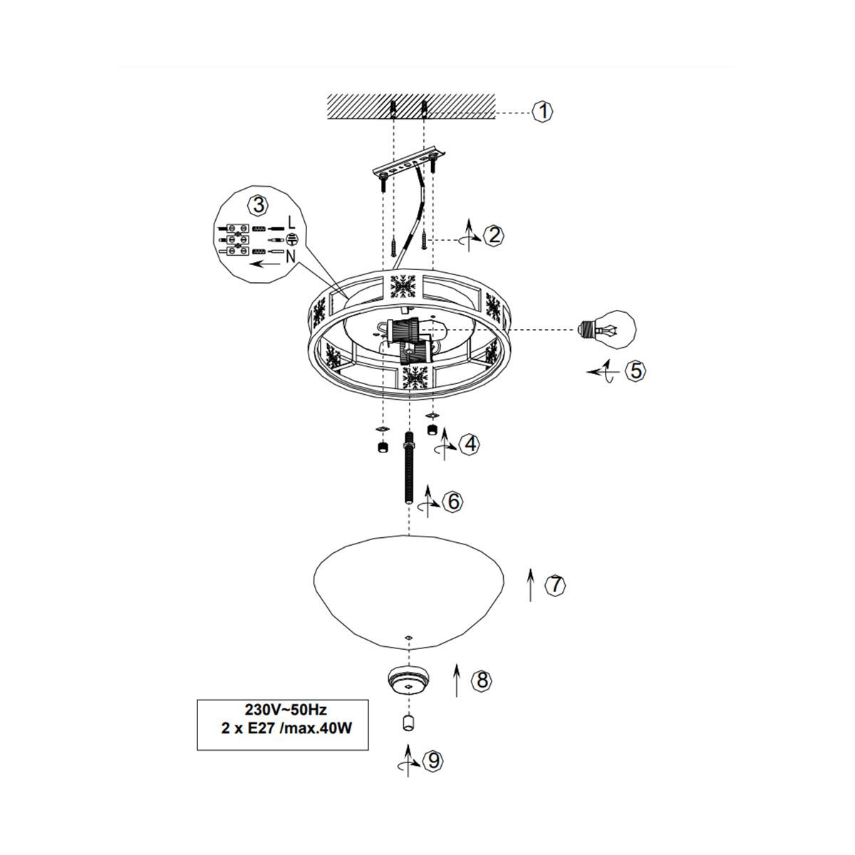Lampadari & plafoniere: Deckenleuchte, Antikes Design, 33 cm Ø – Nuovo (secondo la descrizione) da Kreuzlingen venduto da Smart-Light 3