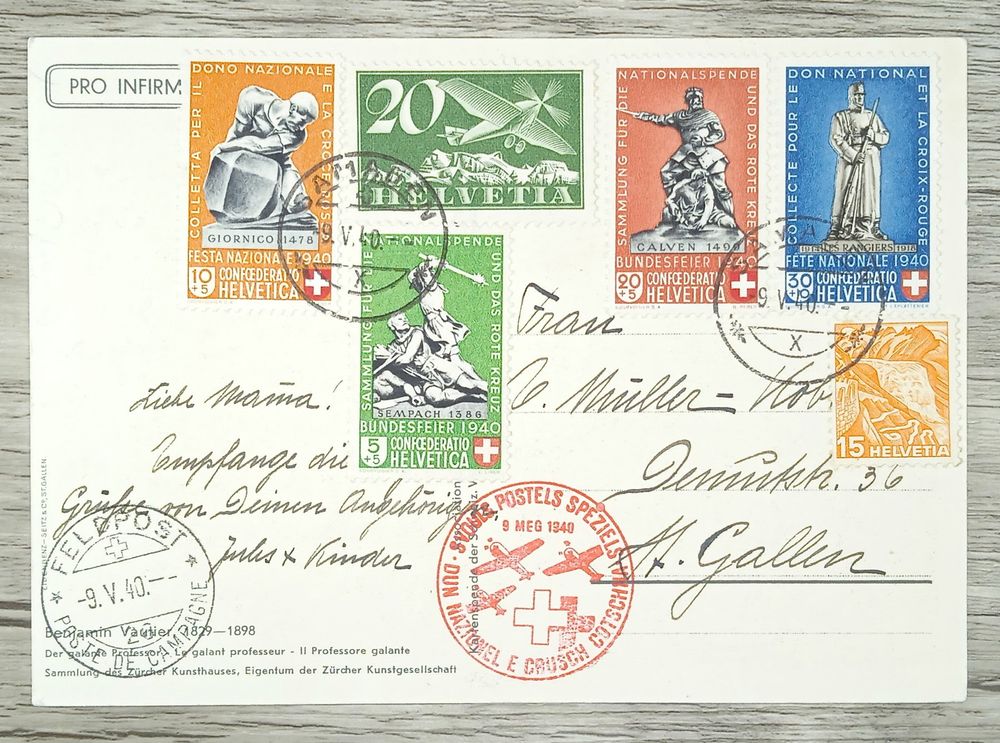TR13 Carte Postale Suisse 1940 FeldPost (Gebraucht) in Cousset für CHF ...