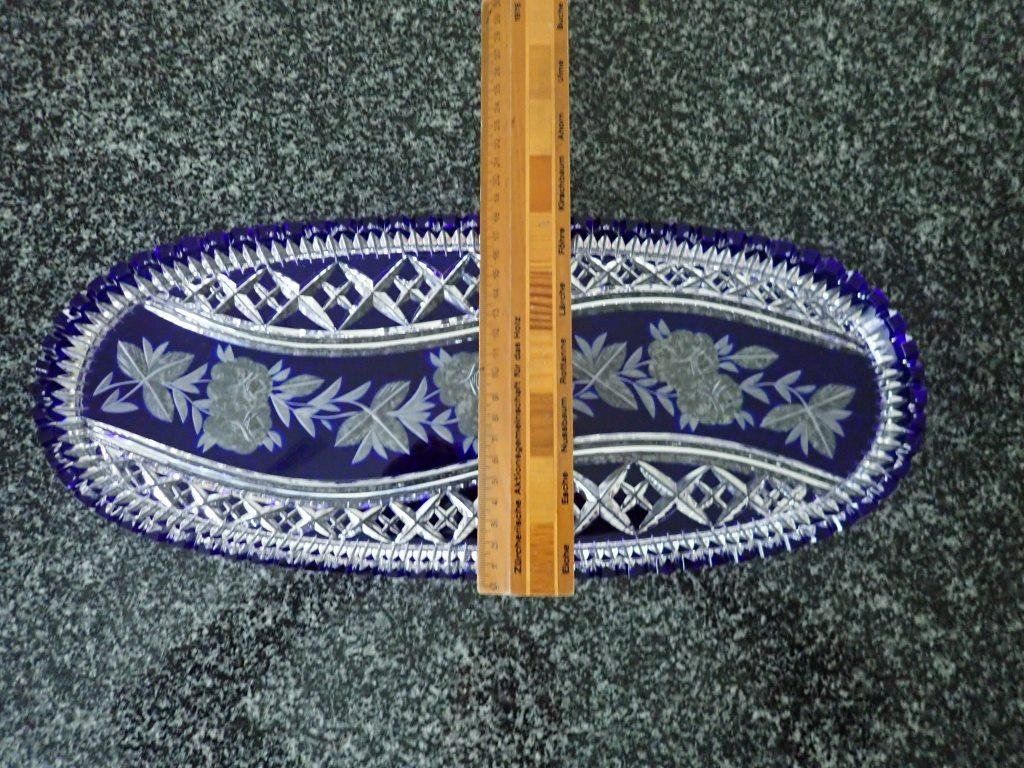 Piatti di portata: Kristallglasschale Platte blau – Usato da Galgenen venduto da Marc98