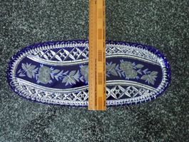Kristallglasschale Platte blau