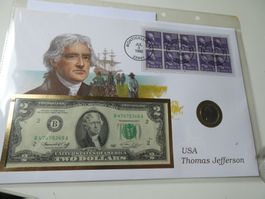 USA 1992,  Banknoten-/Münzbrief Thomes Jefferson