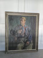 Antike gross Painting, Signed Portrait of a Man, 1942