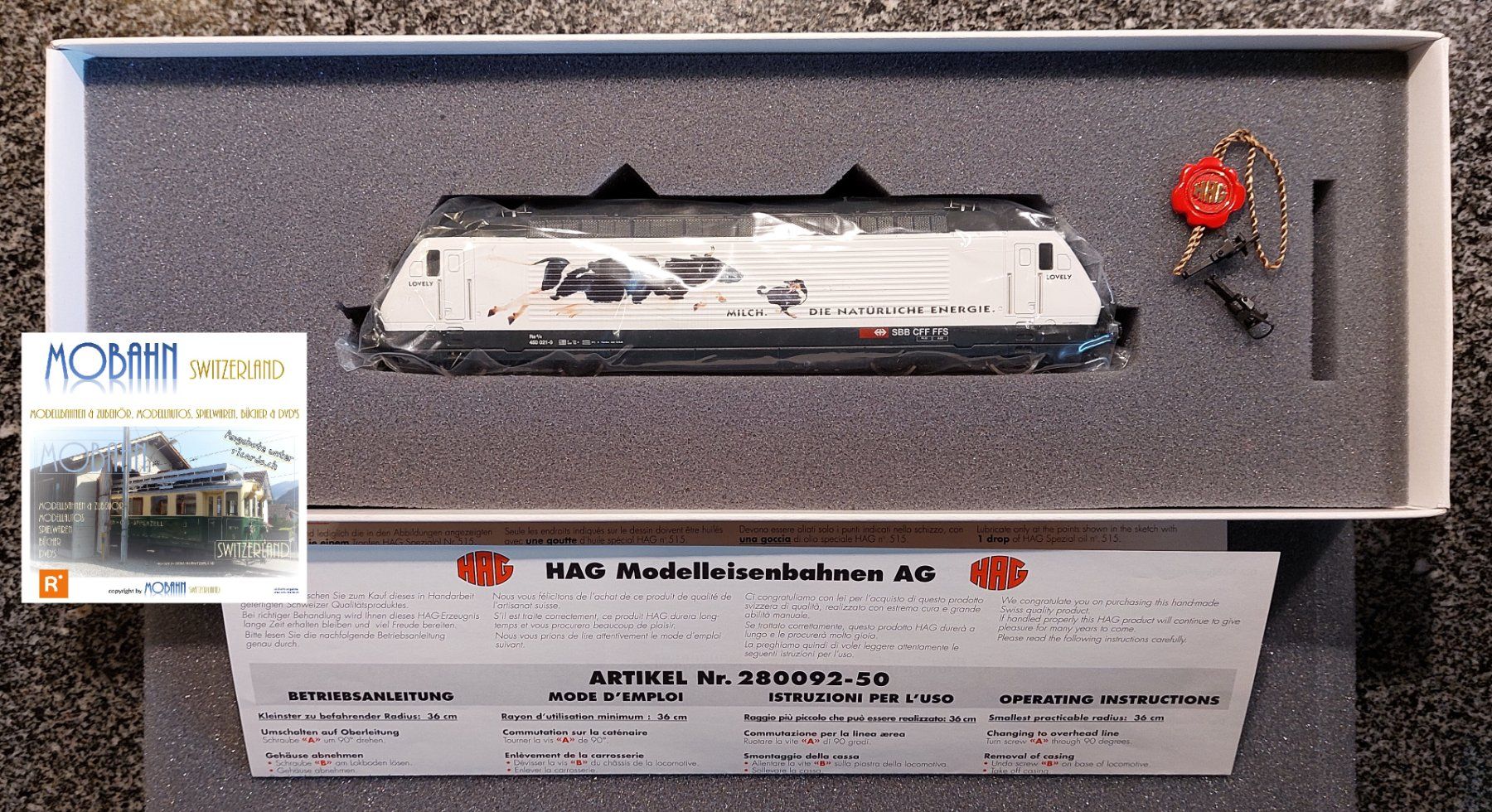 Hag Modellini di ferrovie: HAG 281 - Re 460 021-9 "LOVELY" der SBB – Nuovo e nell'imballaggio originale da Rotkreuz venduto da MOBAHN-1zu87