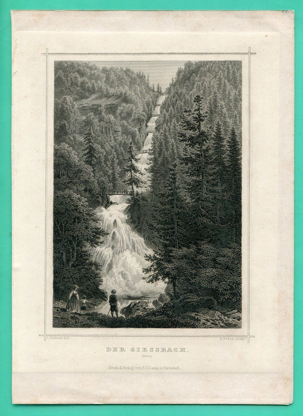 Incisioni: Der Giessbach  -  Brienz  -   Stahlstich um 1850 – Usato da Röthenbach i. E. venduto da Heureka5