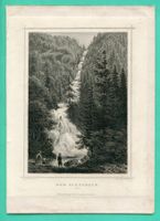 Der Giessbach  -  Brienz  -   Stahlstich um 1850