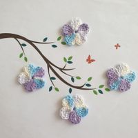 4 Stück Blumen gehäkelt,fleurs crochet,fiori uncinetto 039 B