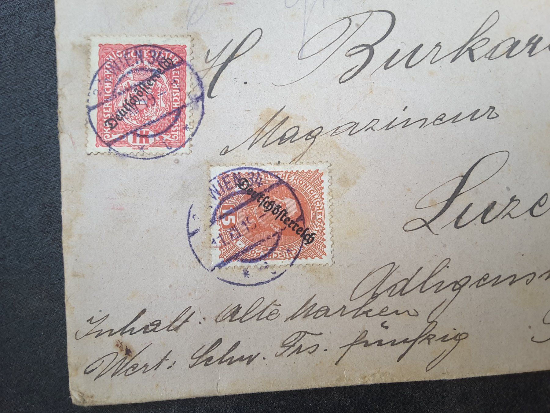 Tutti i francobolli: Siegelbrief Deutsch/Östereich 1919,Luzer – Usato da Reichenburg venduto da Pipo-67 2