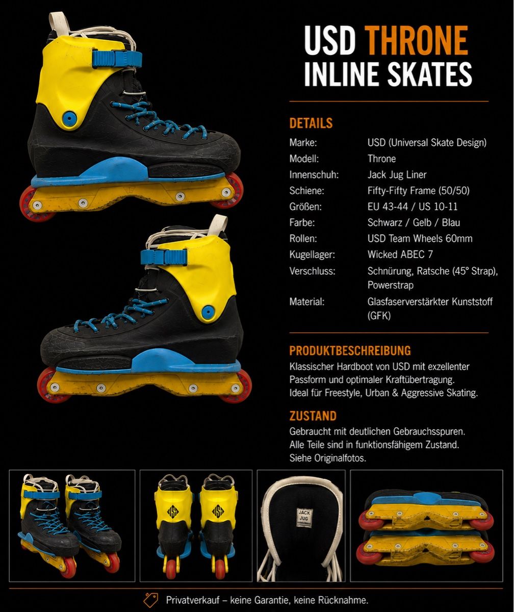 Inline-Skating & Rollschuhe: USD Throne Inlineskates Grösse 43-44 gebraucht – Gebraucht aus Hedingen von PabloEscobar-