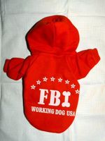 Hundeshirt mit Kapuze FBI, rot, Gr. M/24cm %