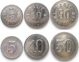 RAMIE EMMENDINGEN 5, 10, 50 Pfennig o.J. Zink vernickelt unz
