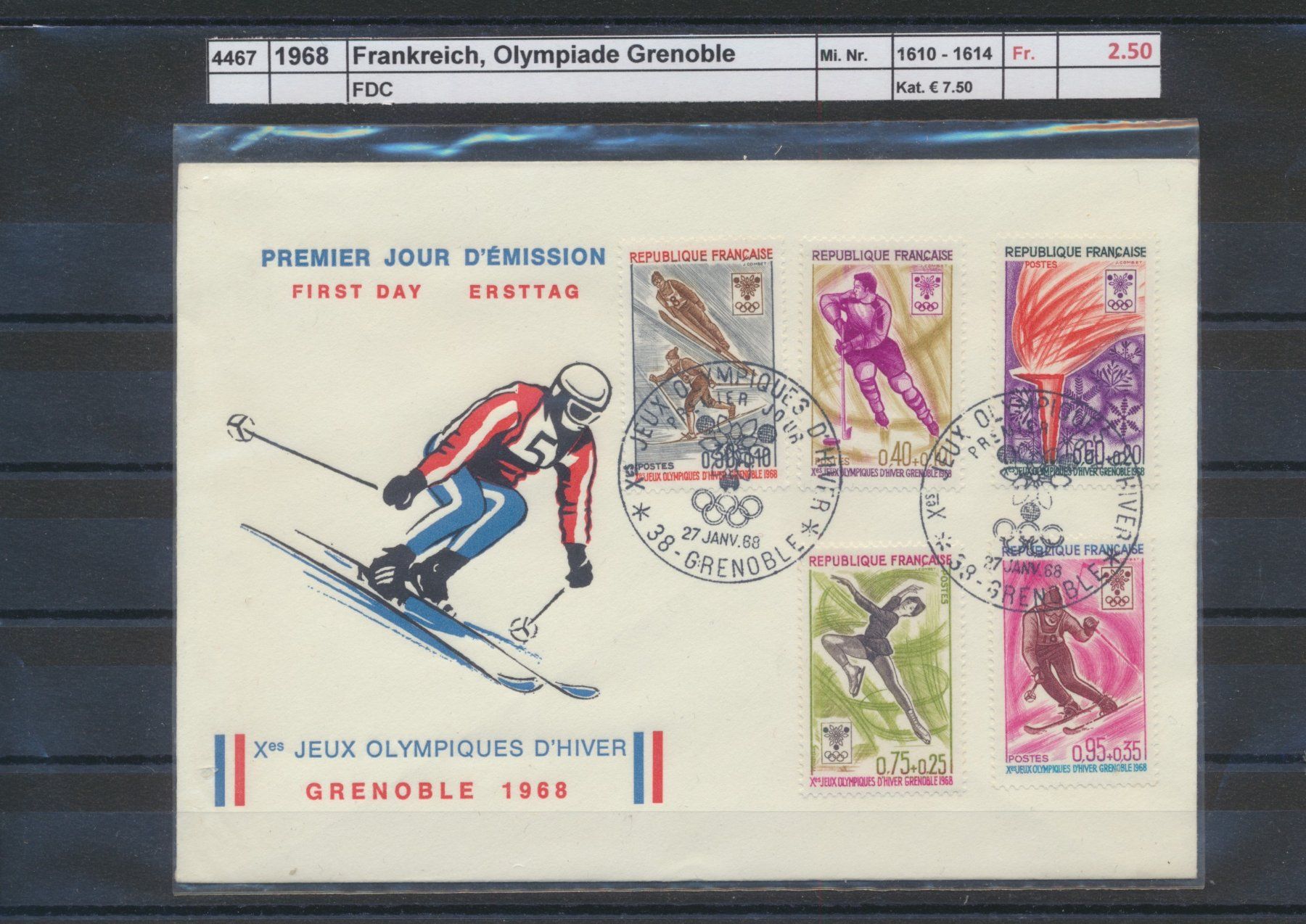 Tous les timbres: 1968 Frankreich, "Olympiade Grenoble", FDC – D'occasion à Winterthur par Zupogeru