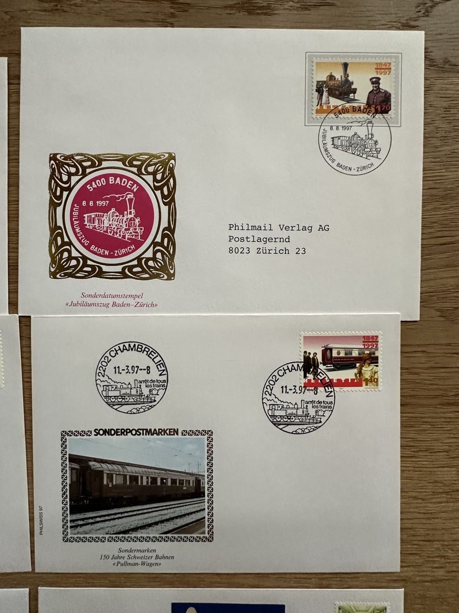 Tutti i francobolli: Schweiz - 12 Sonderbriefe BAHNPOST  – Usato da Schmitten / FR venduto da Samsara169 4