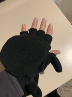 Klapphandschuhe aus Fleece in Schwarz Grösse M