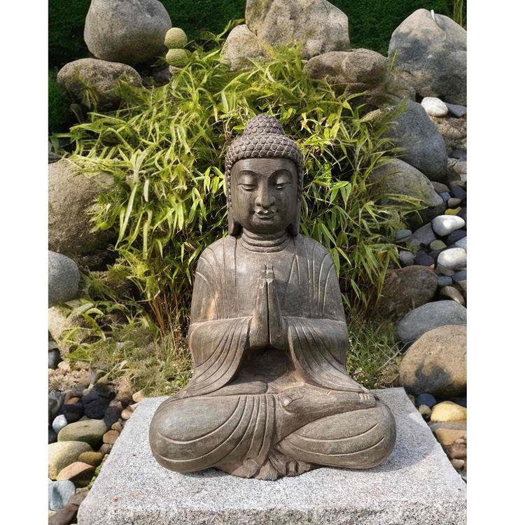 Buddha Garten Statue Naturstein Namaskar Mudra Skulptur 61cm Kaufen