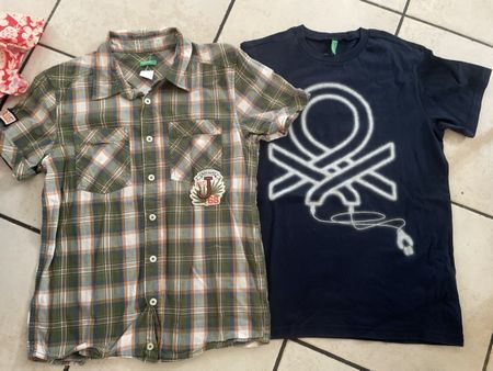 Benetton Hemd + T-Shirt Set, Gr.160Top Zustand!