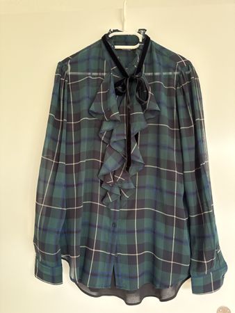 LAUREN Ralph Lauren Plaid Ruffle-Trim Georgette Blouse